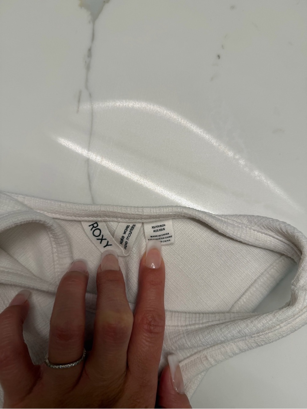 Roxy‎ White Cross-Front Ribbed Crop Top - Picture 3 of 4